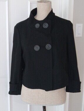Marc Cain Wool Double-Breasted Cropped Jacket
